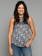 The Tie Back Tank -  Grey Floral / Grey Plaid